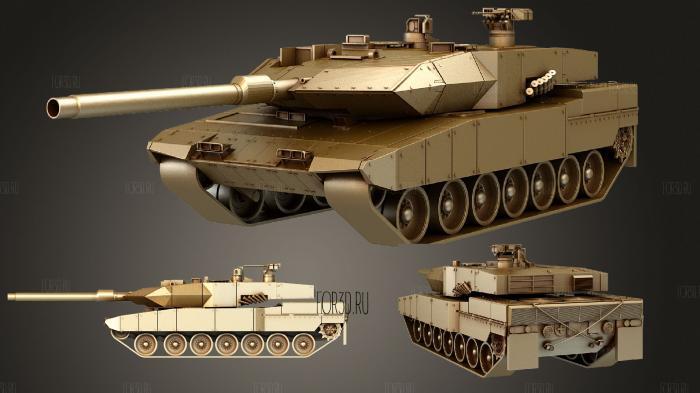 Leopard 2A7 Tank stl model for CNC